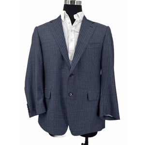 Canali Suit Jacket Mens *54R Wool Italy Made Blue Stripe 2 Button Coat Blazer